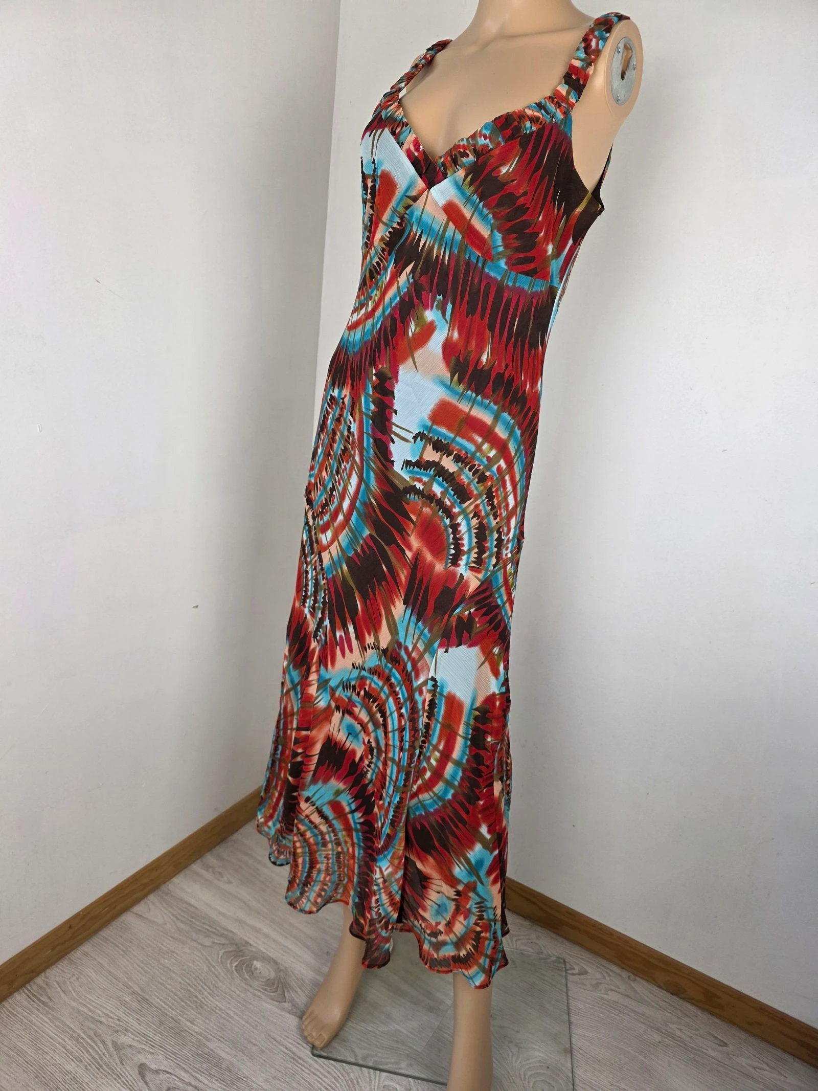 Lange vloeiende jurk met psychedelisch motief / tie-dye Y2K vintage bohemien trend maat 40/42 – photo 10